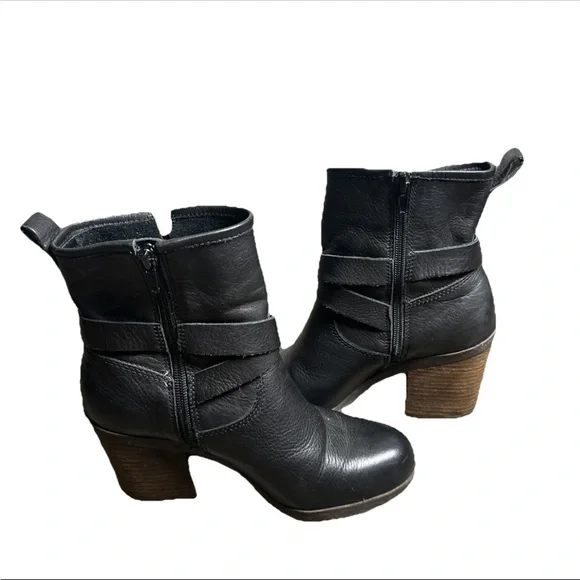 Lucky Brand Womens Western Orenzo Motorcycle Boots Black Leather Mid Calf Zip 7 - Picture 10 of 14